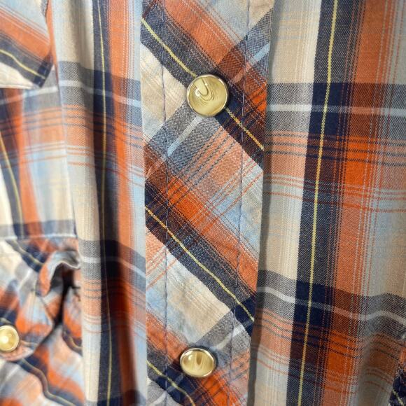 Moosecreek men's size large casual button down shirt orange blue white - Picture 4 of 9